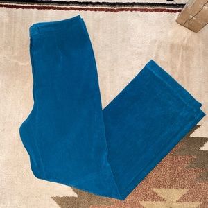 Teal Suede Wide Leg Slacks